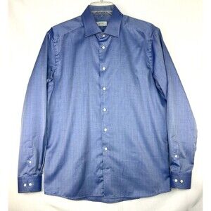 ETON Contemporary Dress Shirt Men's XL 43/17 Blue Button Up Long Sleeve
